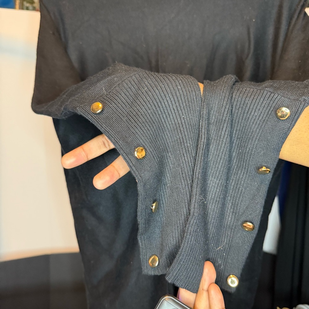 JM Collection size XX-Large Turtleneck Charcoal Knit Poncho-Style Top - Picture 6 of 8